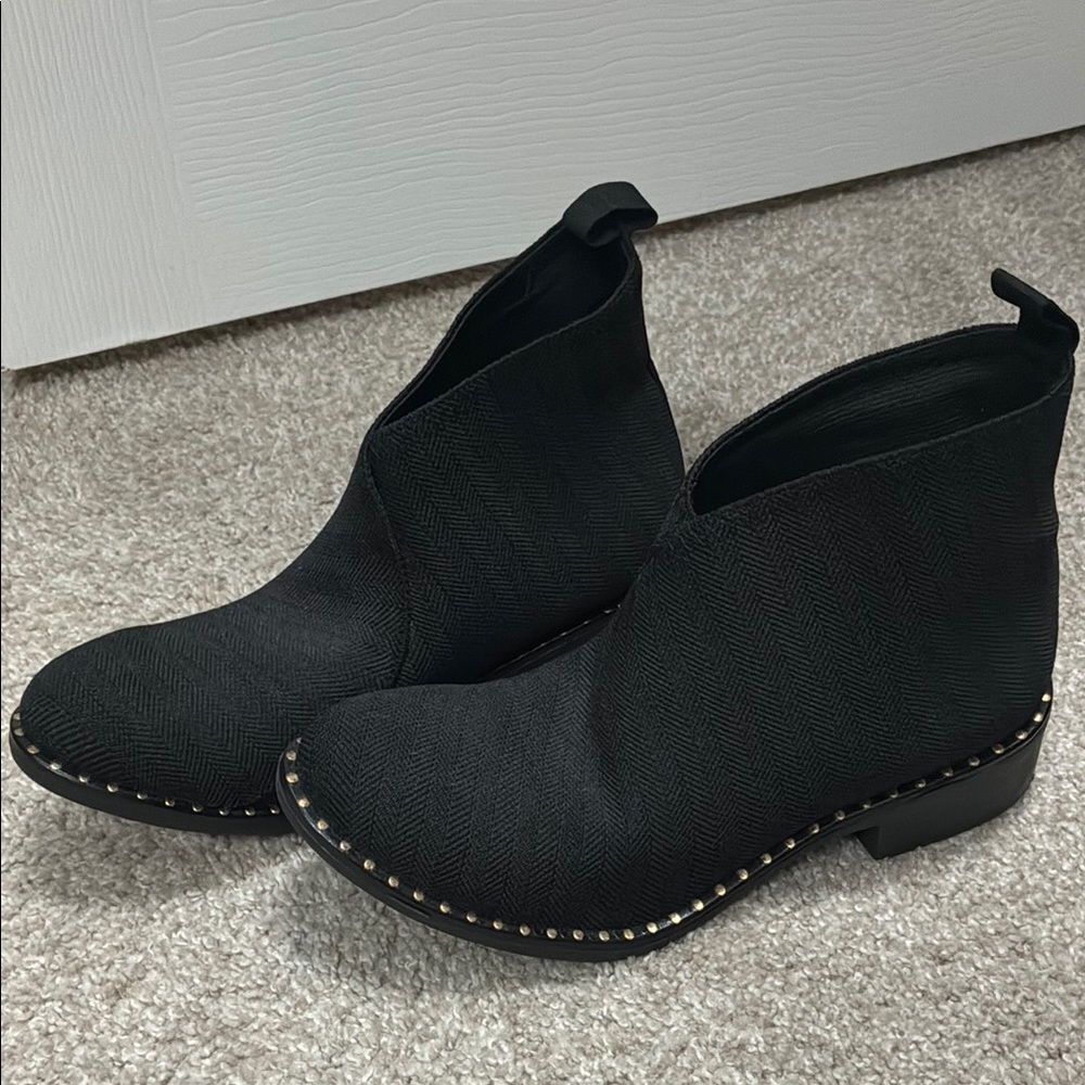 Charleston Shoe Company 
Stylish Black Ankle Boots, slip on!